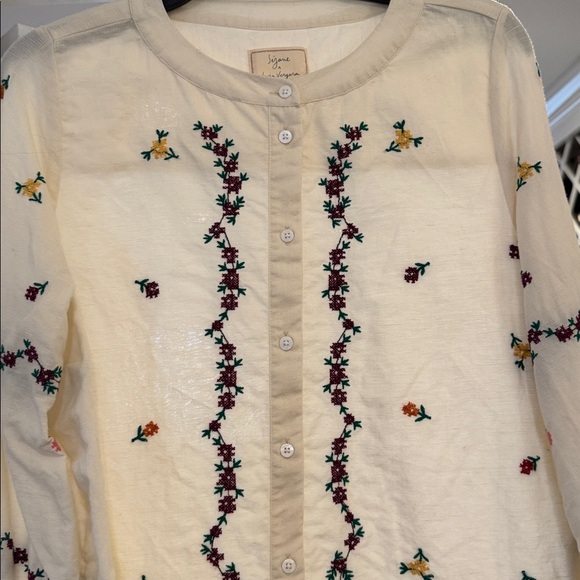 Sézane X Lucia Vergara - Elviro Shirt Ecru With Margarita Embroidery Sz 8/EU 40 - Picture 6 of 8